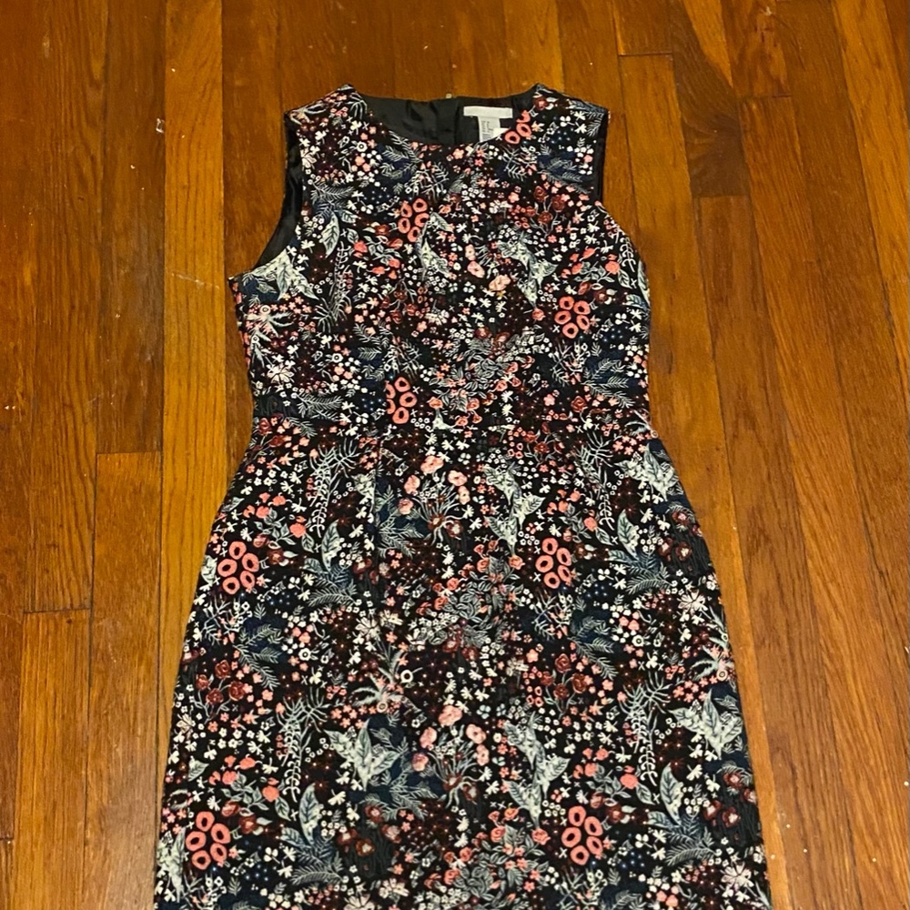H&M Jacquard-weave Floral Dress Size 8